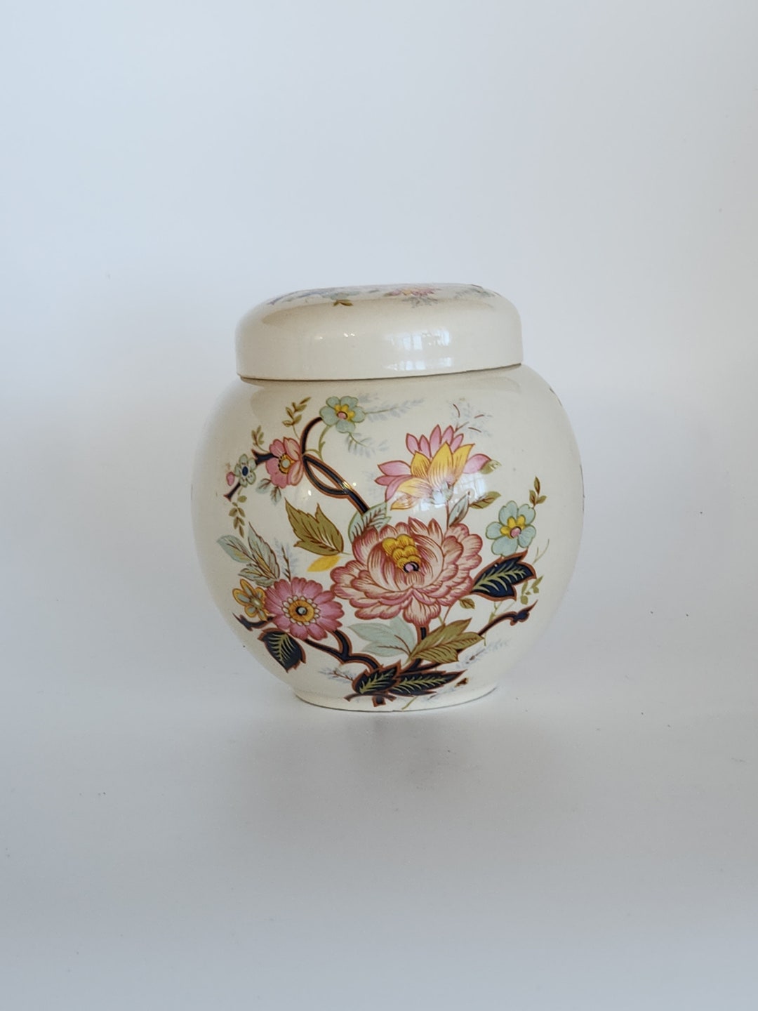 Sadler Ginger Jar Vase With Lid Floral Pattern Made in England Vintage