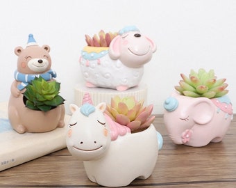 Cute Animals  Mini Planter Succulent Planter Indoor Plant Pot Office Desk Decor Pen Pencil Holder