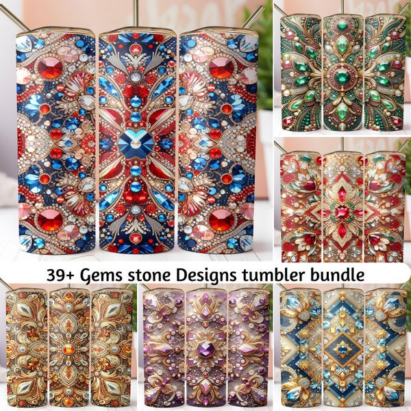 39+ Gems stone 20oz tumblers bundle wrap PNG, Crystal Gemstones skinny Sublimation design, Jewel Encrusted, Iridescent Gemstone tumbler wrap