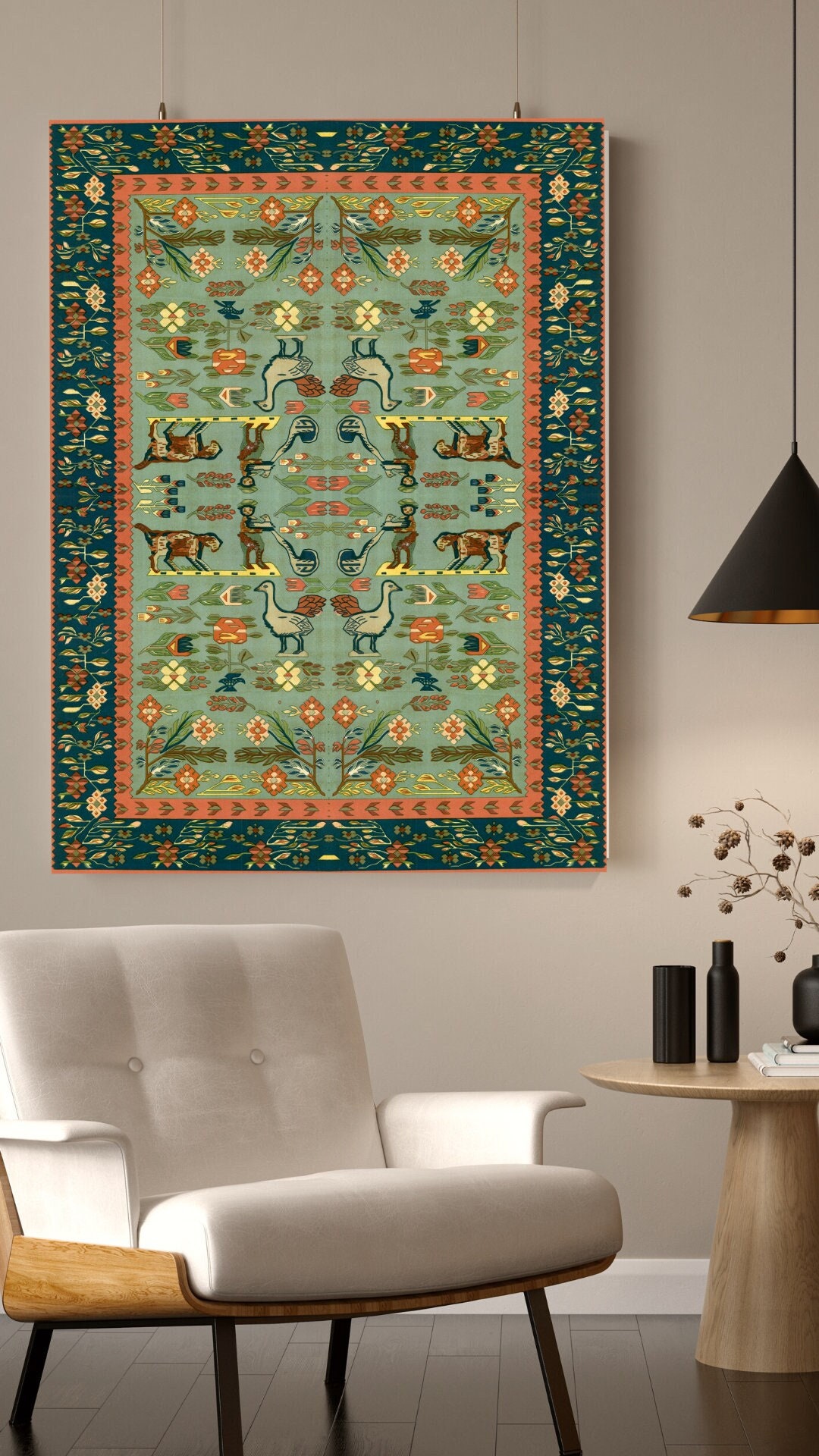 Antique Oltenia Region Rug Pattern From XIX Century romanian Heritage