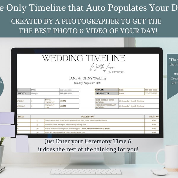 Automated Wedding Timeline Template calculator - Google Sheets