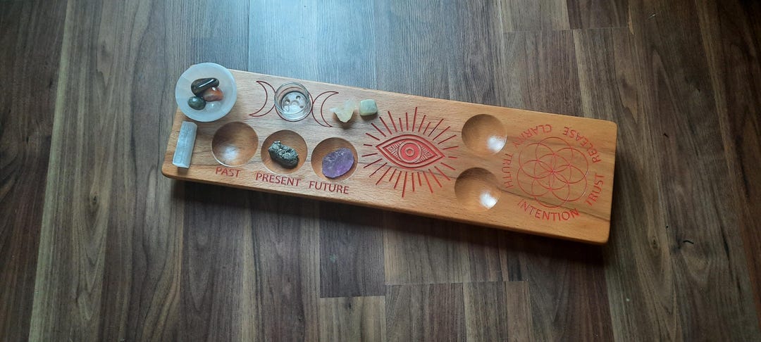 Manifestation Altar Board With Triple Goddess Moon, Crystal Grid and ...