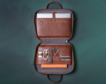 Maletín de cuero, bolso de cuero para computadora portátil, bolso para computadora portátil personalizado, regalo de abogado