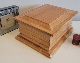 woodern adult moulded Hardwood casket/urn, for Keepsake/burial/cremation. free delivery, free cotton and large sealable bag for ashes.