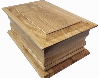 woodern double adult solid oak urn/casket for burial/cremation. Free delivery/free engraved plaque/free Cotton and sealable bags for ashes