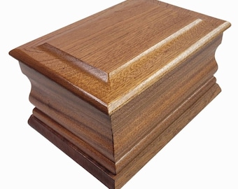 woodern cremation urn/casket, free engraved plaque, solid mahogany single ashes casket with free delivery.