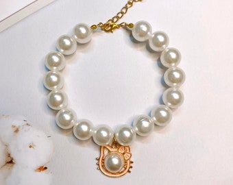 Pearl Pet Collar Necklace Elegant Pet Jewelry Ivory Fancy Pearl Dog Collar with Beaded Cat Collar Charms Pet Accessory