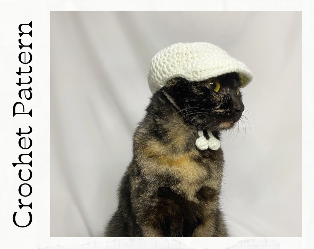 Crochet Pattern Baseball Cap for Cats, PDF Instructions for Cat Cap Hat Costume With Chin