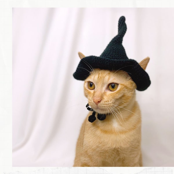 Crochet Pattern: Witch Hat for cats, PDF instructions for cat witch hat costume, crochet Halloween idea of Purrfect Kitty