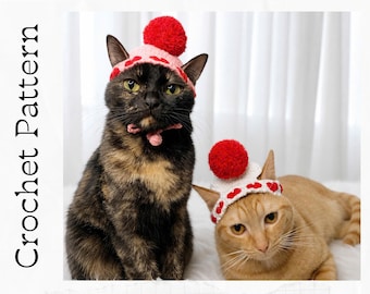 Crochet Pattern: Heart Cat Hat, Valentines Day Hat for Cat, Valentines Day Cat Accessories, crochet Valentines idea of cats