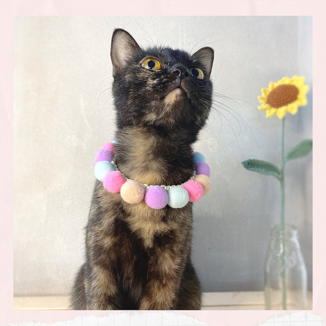 Pom Pom Adjustable Pet Collar Dog and Cat Pompom Necklace Pet - Etsy