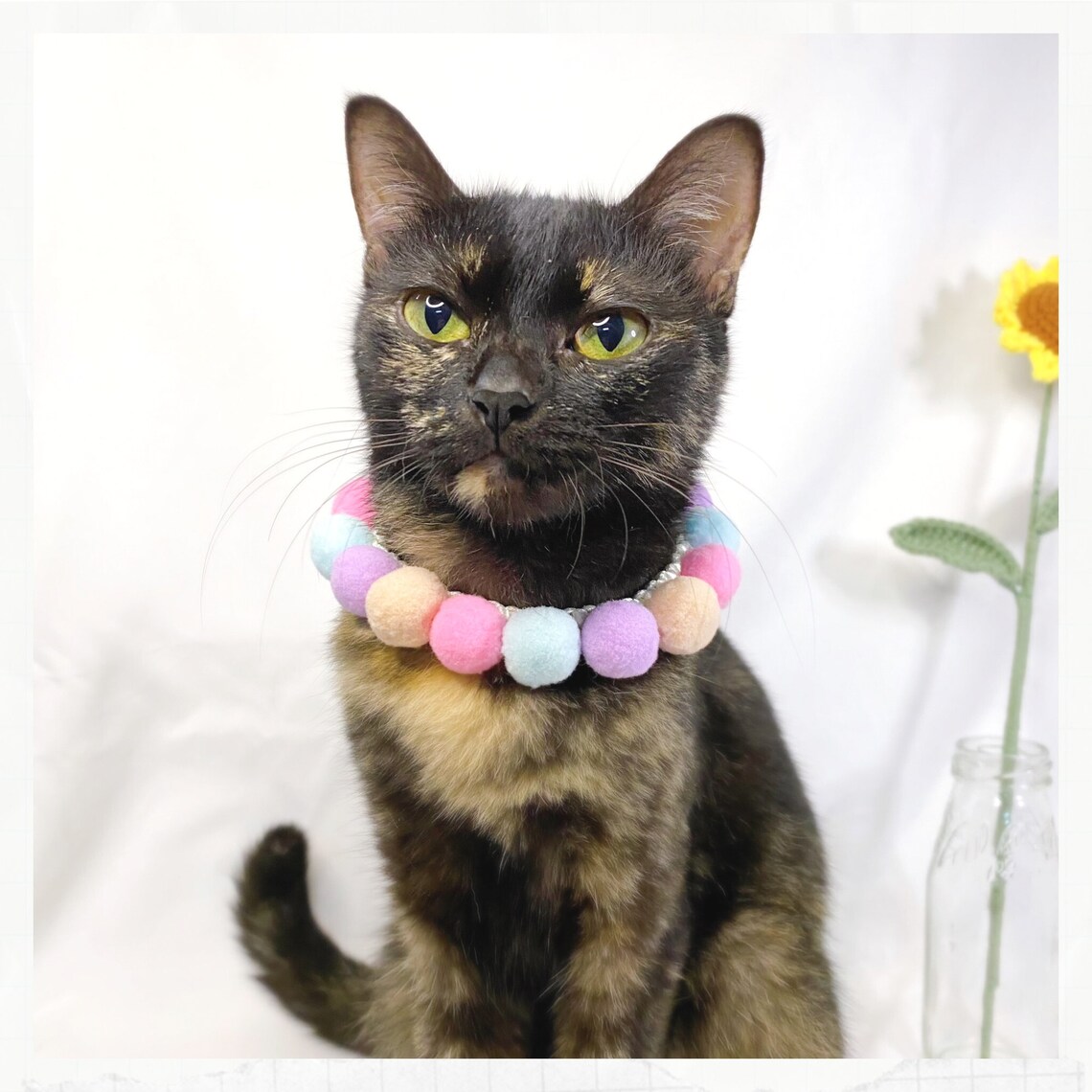 Pom Pom Adjustable Pet Collar Dog and Cat Pompom Necklace Pet - Etsy
