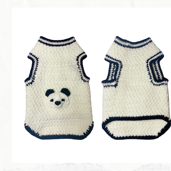 Crochet Pattern: Cartoon Panda Pattern Sweater for Cats, Handmade Pet Clothes, Pet Clothing