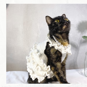 Crochet Pattern: Wedding dress for cats, PDF instructions for cat costume, crochet birthday costume for pets