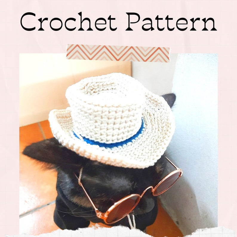 Crochet Pattern Cowboy Hat for Cats PDF Instructions for Cat Etsy