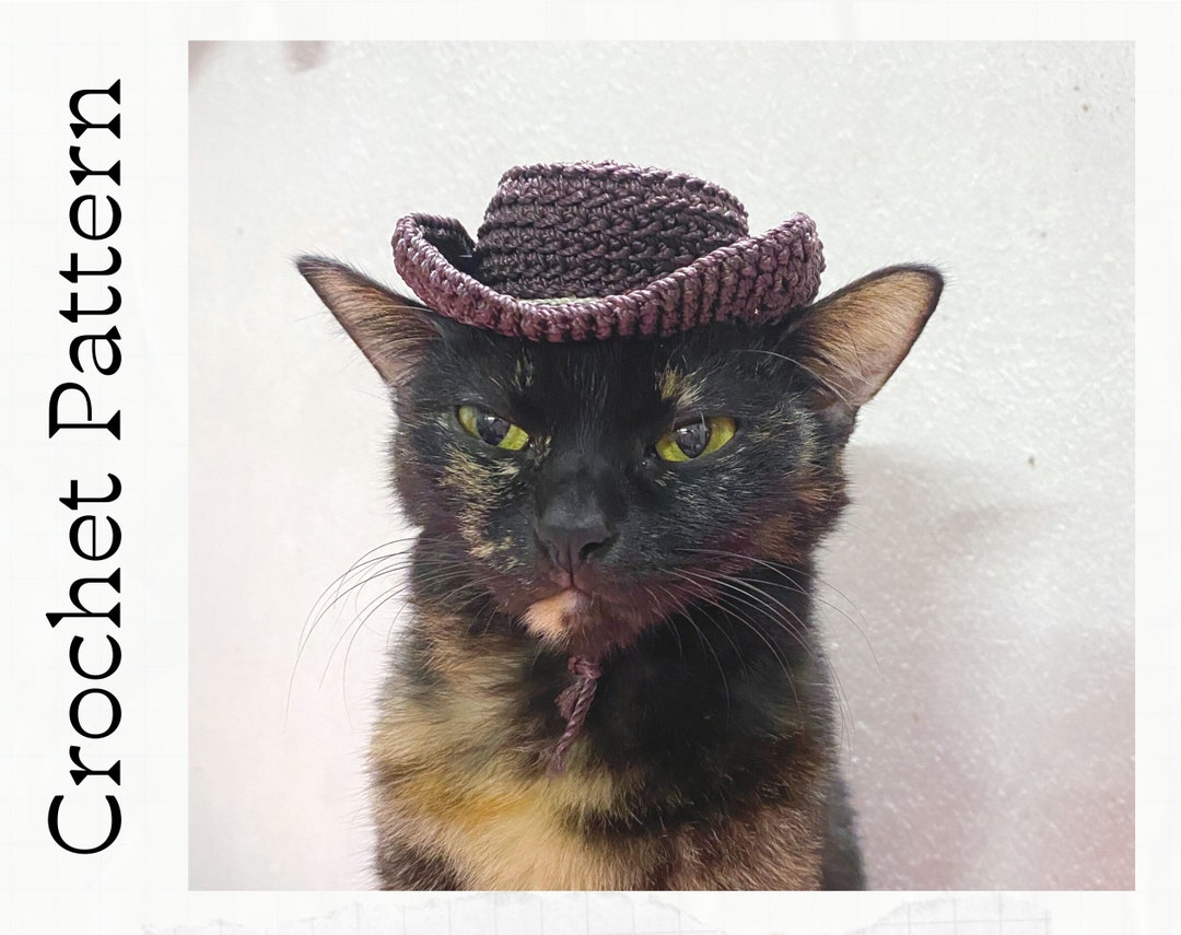 Buy Crochet Pattern: Cowboy Hat for Cats, PDF Instructions for Cat Cowboy  Hat Costume With Chin Straps Ear Holes, Crochet Fedro Idea of Cats Online 