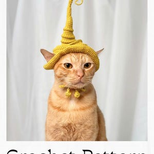 Crochet Pattern: Witch Hat for cats, PDF instructions for cat witch hat costume, adorable Halloween Costume for Your Furry Friend