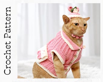 かぎ針編みパターン: 猫用イースターバニー耳帽子、耳穴付きウサギ耳