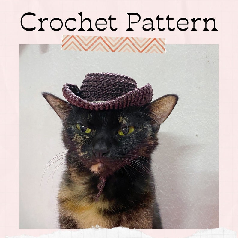 Crochet Pattern Cowboy Hat for Cats PDF Instructions for Cat Etsy