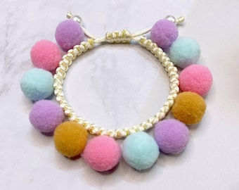 Pom Pom Adjustable Pet Collar Dog and Cat Pompom Necklace Pet Accessories Costume Model Accessories, Diy gift, Lover Pets