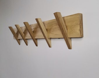 Oak wood rack / Wood coat rack / Wall mounted coat rack / Modern rack /Clothes hanger made of solid European oak