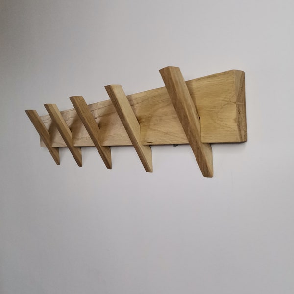 Oak wood rack / Wood coat rack / Wall mounted coat rack / Modern rack /Clothes hanger made of solid European oak