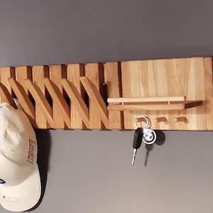 Oak wood Wall Mounted Piano Coat Rack,Flip down wall coat rack, Coat rack wall mount, Wooden wall hanger,  Oak wood rack.