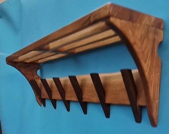 Oak Wood Coat Rack: Wall Mounted Modern Hanger