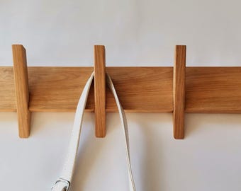 Oak wood rack / Wood coat rack / Wall mounted coat rack / Modern rack /Clothes hanger made of solid European oak