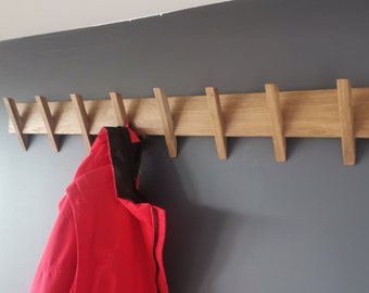 Oak wood rack / Wood coat rack / Wall mounted coat rack / Modern rack /Clothes hanger made of solid European oak