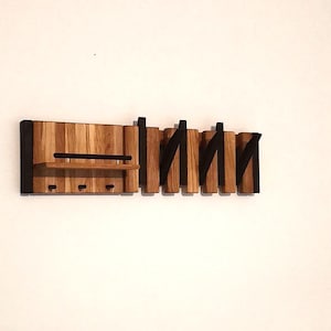 Oak wood Wall Mounted Piano Coat Rack,Flip down wall coat rack, Coat rack wall mount, Wooden wall hanger, Oak wood rack.