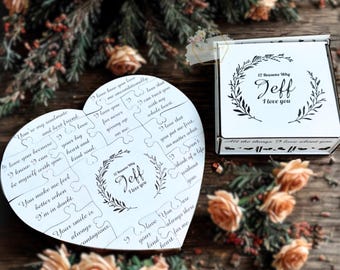 Razones por las que te amo: rompecabezas personalizado para ella, regalos de San Valentín personalizados, regalos únicos de San Valentín para tu novio.