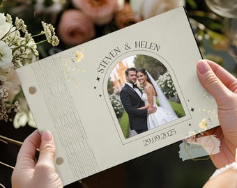 Personalized Wooden Wedding Guest Book with Custom Photo Scrapbook Album, Polaroid Guest Book, Custom Wedding Gift Idea