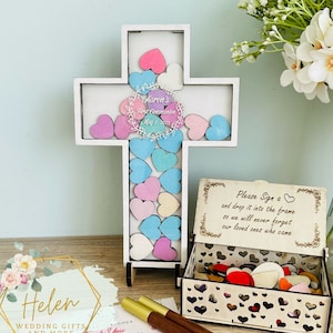 Livro de Visitas Cruz Personalizado para Batismo, Primeira Comunhão e Livro de Visitas de Casamento Alternativo, Primeira Comunhão Cruz Livro de Visitas 1ª Comunhão