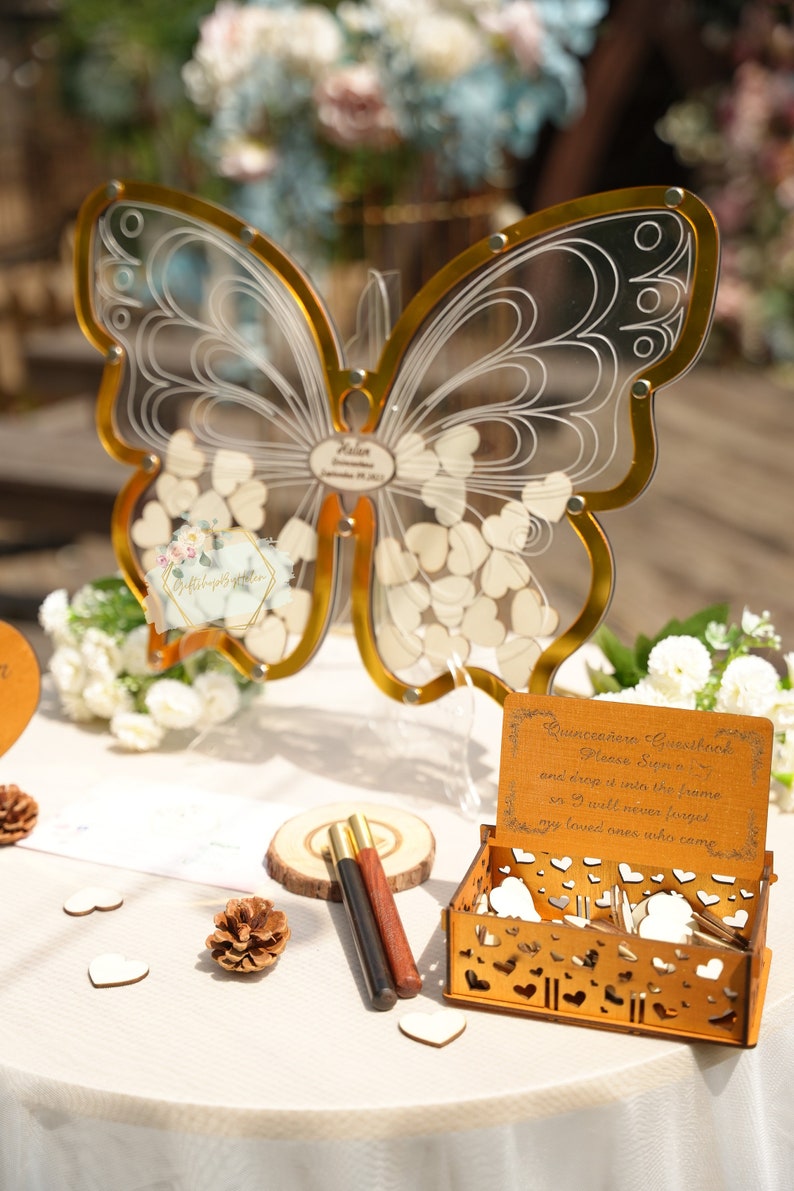 Elegant Butterfly Guest Book for Quinceañera Make Your Etsy
