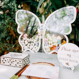 Regalos de quinceañera para niña, decoración para fiesta de cumpleaños número 16, regalo de cumpleaños dorado para mis quince, libro de visitas, letrero de mariposa para fiesta de cumpleaños, único
