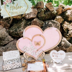 Vier je liefde met ons Sweet Heart-gastenboek, transparante dubbele harten bruiloft-gastenboekalternatief, boho en rustiek bruiloftsdecor