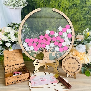 Vintage Tree and Flowers Wedding Guest Book, Keep Your Wedding Memories Safe With Our Tree and Flowers Guest Book, Tree & Leaves Guest Book