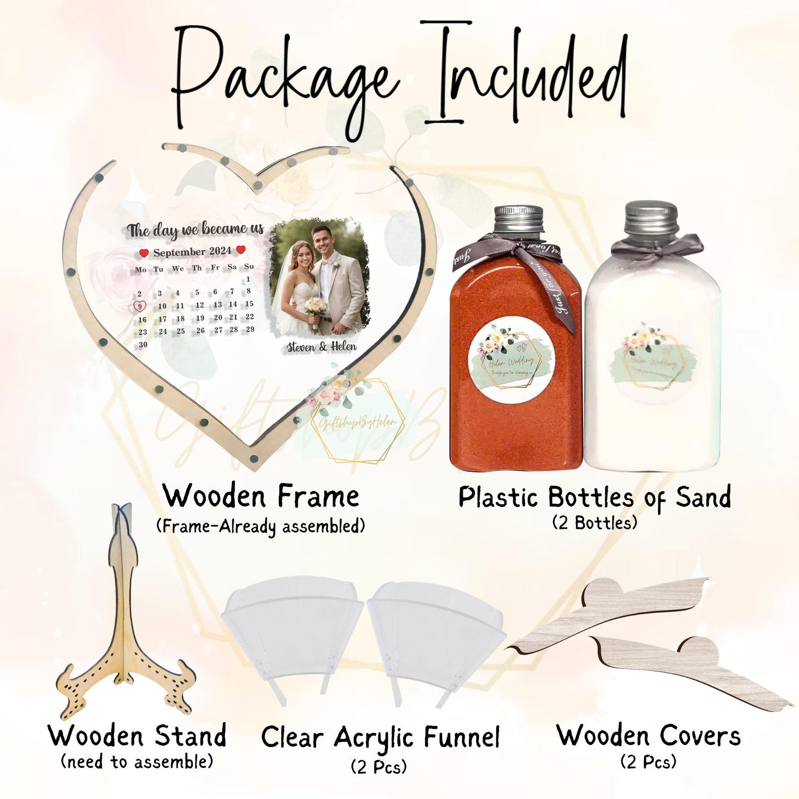 Unity Kit Wedding Rustic Wedding Unity Sand Ceremony Kit With Custom Couple Photo for ...