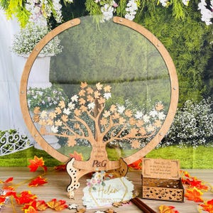 Fantazyjna księga gości z motywem klonu na rustykalne wesele - Spersonalizowana księga gości z motywem klonu - Rustykalna księga gości z motywem klonu