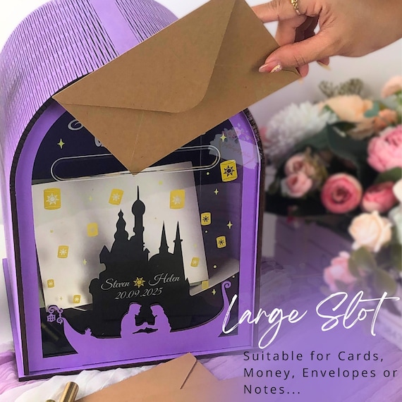 Customized Fairytale Tangled Wedding Card Box,  Unique Fairytale Card Holder For Magical Wedding,  Anniversary, Best day ever card box gift