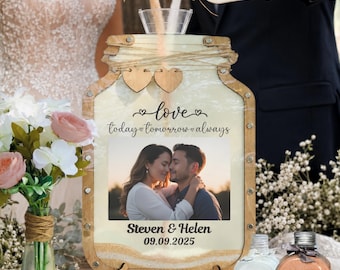 Personalized MASON JAR Sand Ceremony Set for wedding Wood and Acrylic Custom Blended Family Wedding Sand Set for Rustic Wedding Ceremony