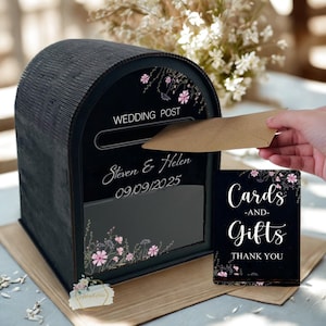 Personalized Wedding Card Box With Slot – Floral Wooden Keepsake Box ...