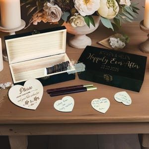 Custom Wooden Heart Wishes Box – Unique Rustic Wedding Memory Box - Gift Box  for Couple, Keepsake Box