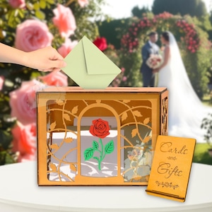 Caixa de madeira para cartões de casamento personalizada com um conto tão antigo quanto o tempo, caixa de cartões com compartimento para envelope, porta-dinheiro para recepção de casamento, caixa de presente personalizada