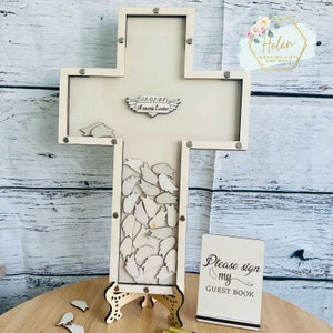 Faithful Memories: Cross Guest Book for First Communion and Religious Occasions, Customized First Communion Cross Guest Book, Cross Design
