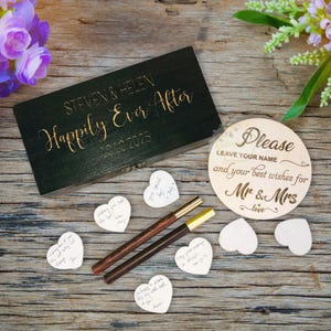 Livre d&#39;or de mariage personnalisé Boîte à souhaits de mariage alternative pour signe d&#39;invité Boîte à souhaits et conseils avec boîte souvenir coeur en bois