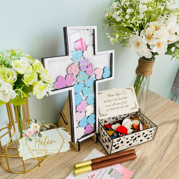 Cross Guest Book for Baptisms, Confirmations, and More-Customized First Communion Cross Guest Book-First Communion Cross Wedding Guest Book