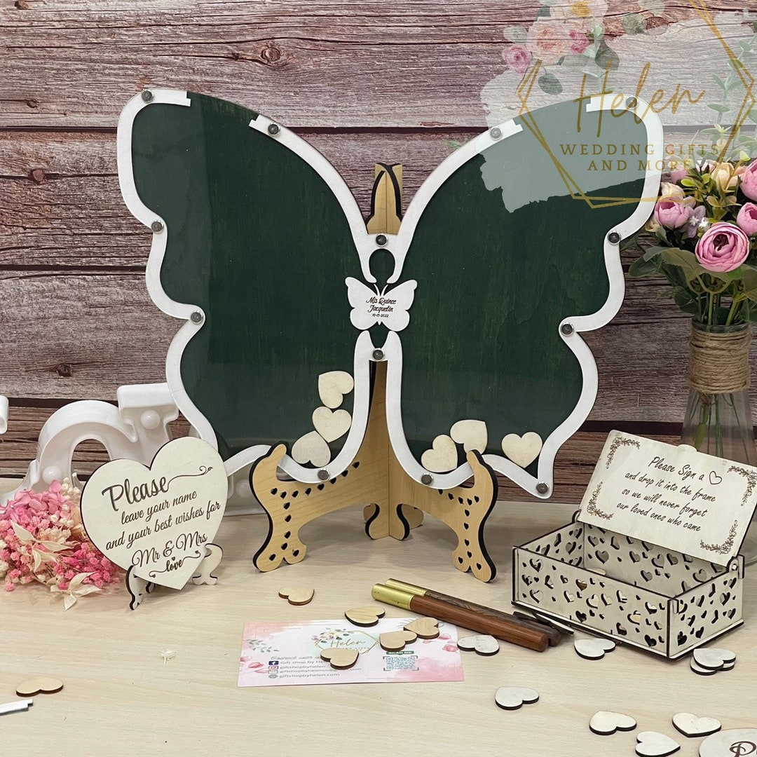 Vintage Butterfly Quinceañera Guest Book, Sweet 16 Guest Book