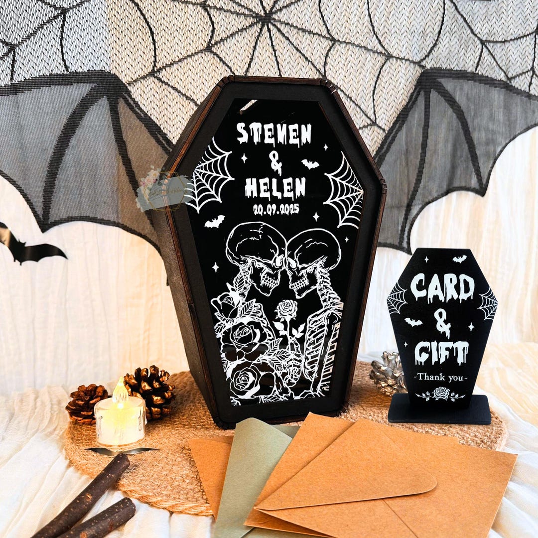 Gothic Wedding Card Box, Personalized Coffin Card Holder, Halloween ...